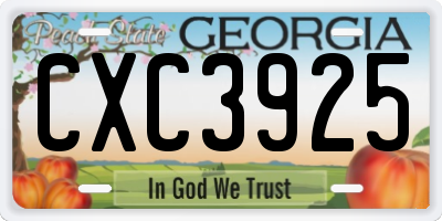 GA license plate CXC3925