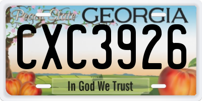 GA license plate CXC3926