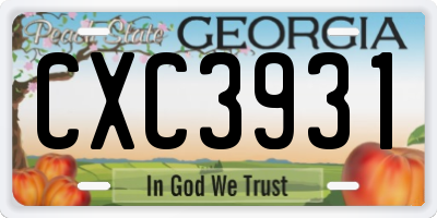 GA license plate CXC3931