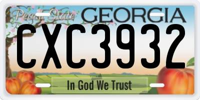 GA license plate CXC3932