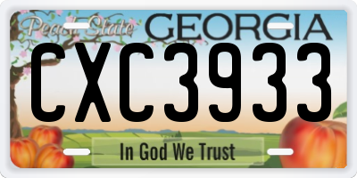 GA license plate CXC3933