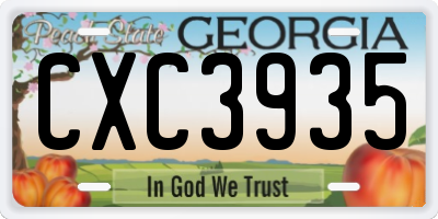 GA license plate CXC3935