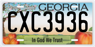 GA license plate CXC3936