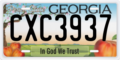 GA license plate CXC3937