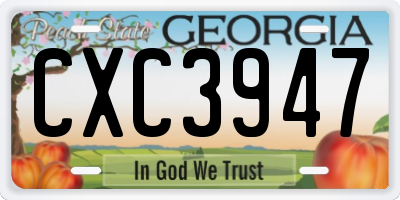 GA license plate CXC3947