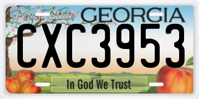 GA license plate CXC3953