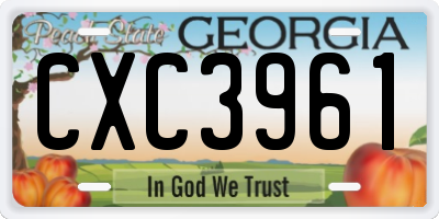 GA license plate CXC3961