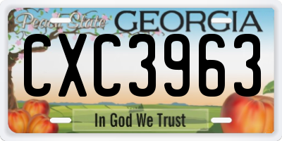 GA license plate CXC3963
