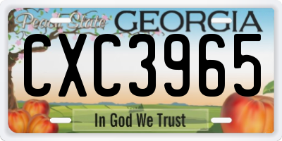 GA license plate CXC3965