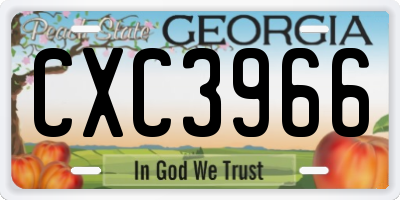 GA license plate CXC3966