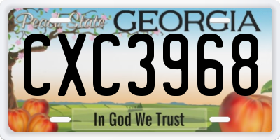 GA license plate CXC3968