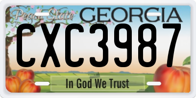 GA license plate CXC3987
