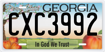 GA license plate CXC3992