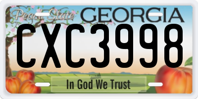 GA license plate CXC3998