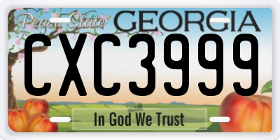 GA license plate CXC3999