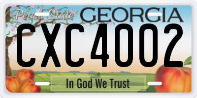 GA license plate CXC4002