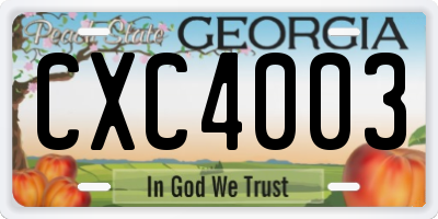 GA license plate CXC4003