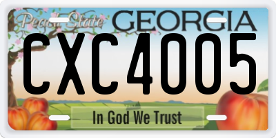 GA license plate CXC4005