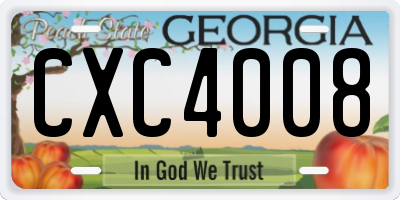 GA license plate CXC4008