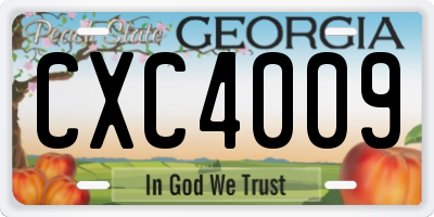 GA license plate CXC4009