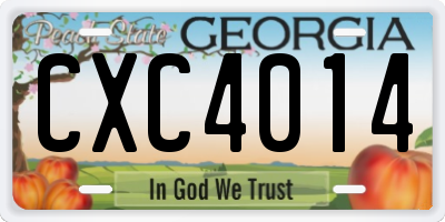 GA license plate CXC4014
