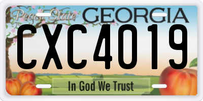 GA license plate CXC4019