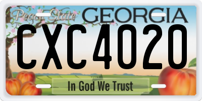 GA license plate CXC4020