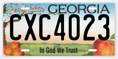 GA license plate CXC4023