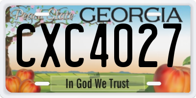 GA license plate CXC4027