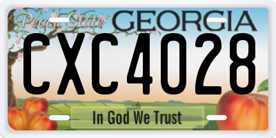 GA license plate CXC4028