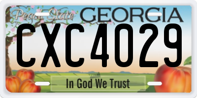 GA license plate CXC4029