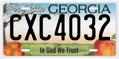GA license plate CXC4032