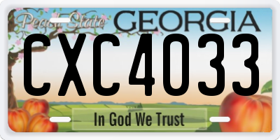 GA license plate CXC4033