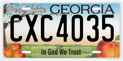GA license plate CXC4035
