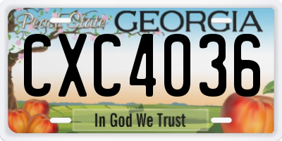 GA license plate CXC4036