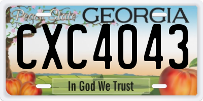 GA license plate CXC4043