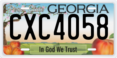 GA license plate CXC4058