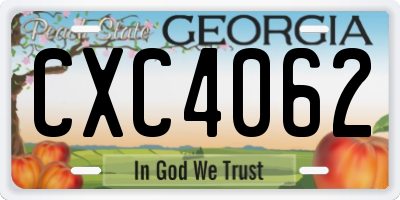 GA license plate CXC4062