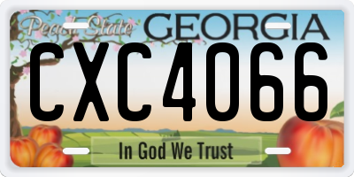 GA license plate CXC4066