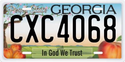 GA license plate CXC4068