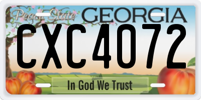 GA license plate CXC4072