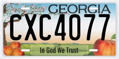 GA license plate CXC4077