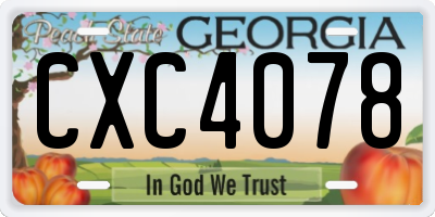 GA license plate CXC4078