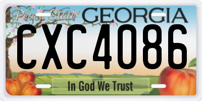 GA license plate CXC4086