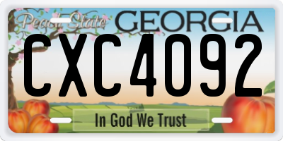 GA license plate CXC4092