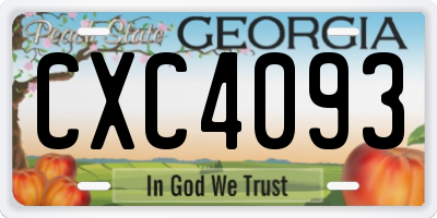 GA license plate CXC4093