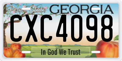GA license plate CXC4098
