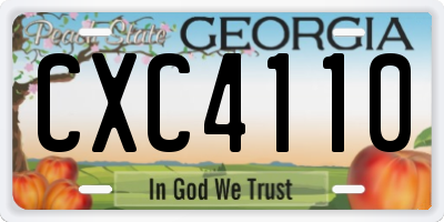 GA license plate CXC4110