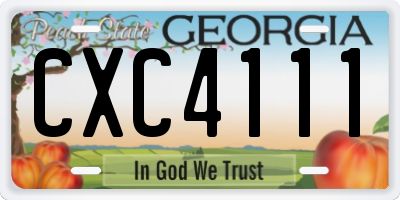 GA license plate CXC4111