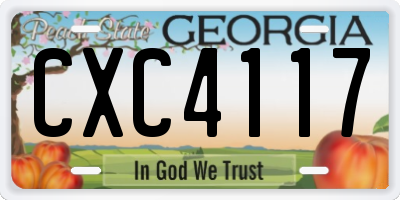 GA license plate CXC4117